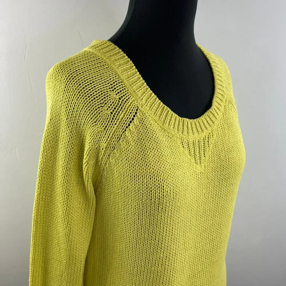 BANANA REPUBLIC MILLY COLLECTION Lemon Lime Cotton Drop Shoulder Sweater Size S